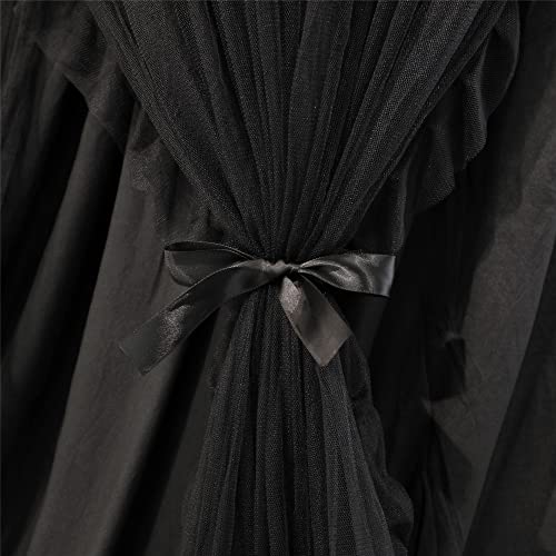  VETHIN Double Layer Princess Round Dome Canopy Bed Curtain For Girls Adults,Children Dreamy Mosquito Net,Cute Bedroom Decoration Castle Play Tent Reading Nook Canopies(Dome-Double Black)