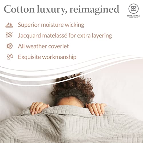  Luxury Cotton Blankets For King Size Bed | All-Season Cozy 100% Cotton King Size Blanket | Criss Cross Jacquard Soft & Lightweight Coverlet Fits California King Size Bed, 104x92 | White