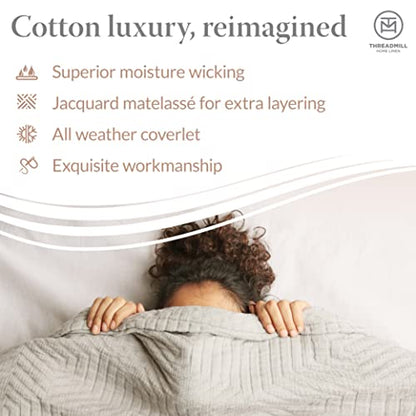  Luxury Cotton Blankets For King Size Bed | All-Season Cozy 100% Cotton King Size Blanket | Criss Cross Jacquard Soft & Lightweight Coverlet Fits California King Size Bed, 104x92 | White