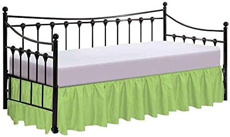  600 Thread Count Pure Cotton Daybed Skirt - 1 Piece Cotton Twin Size Dust Ruffle Daybed Skirt With Split Corners For Day Beds 15" Drop Length - Three Side Coverage ​- Burgundy