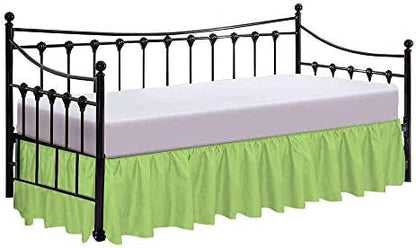  600 Thread Count Pure Cotton Daybed Skirt - 1 Piece Cotton Twin Size Dust Ruffle Daybed Skirt With Split Corners For Day Beds 15" Drop Length - Three Side Coverage ​- Burgundy