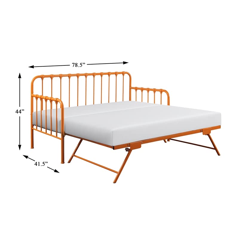  Home Square 2-Piece Set With Daybed With Trundle In Orange & End Table