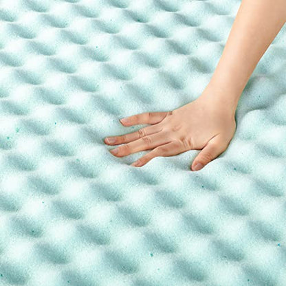  Best Price Mattress 2 Inch Egg Crate Memory Foam, Cooling Gel Infusion, Twin Mattress Topper, Blue (ECMF-GM2T)
