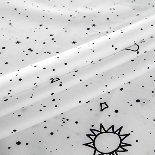  White Celestial Duvet Cover Queen 100% Cotton Cute Planet Duvet Cover 3 Pieces Set 1 Galaxy Star Pattern Duvet Cover With Zipper Ties 2 Pillowcases Luxury Soft Celestial Bedding Set Durable