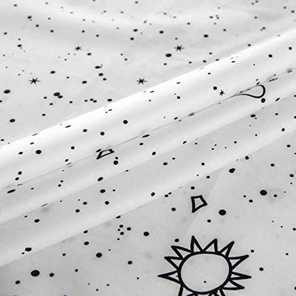  White Celestial Duvet Cover Queen 100% Cotton Cute Planet Duvet Cover 3 Pieces Set 1 Galaxy Star Pattern Duvet Cover With Zipper Ties 2 Pillowcases Luxury Soft Celestial Bedding Set Durable