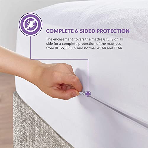  Queen Size Mattress Encasement Bed Bug Proof, Cover 9-12" Deep Bed, 3M Scotchgard