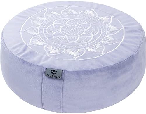  Florensi Meditation Cushion - Comfortable Floor Pillow - Traditional Tibetan Meditation Pillow With Beautiful Velvet Cover - Large Floor Cushion Seating For Adults - Premium Yoga Buckwheat Bolster
