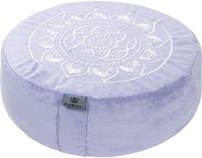  Florensi Meditation Cushion - Comfortable Floor Pillow - Traditional Tibetan Meditation Pillow With Beautiful Velvet Cover - Large Floor Cushion Seating For Adults - Premium Yoga Buckwheat Bolster