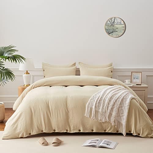  Queen Size Duvet Cover Set With Buttons Closure Olive Green, 3 Pieces Solid Color Ultra Soft Skin-Friendly Comforter Cover Set (1 Duvet Cover +2 Pillowcases)