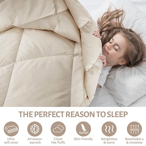  Bafode Goose Down Comforter Queen Size - Organic Cotton Shell, Fluffy Goose Feather Down Comforter - All Seasons Duvet - The Ultimate Eco-Friendly And Sustainable Choice For A Great Night's Sleep