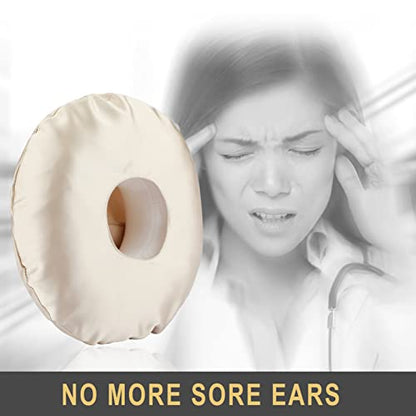  HapiPoppy Detachable Piercing Pillow With Silk Pillowcase, Easy To Clean Ear Pillow With Hole For Side Sleepers, Ear Pain, Head, Cnh, Pressure Sore | Washable Donut Smooth Guard Pillows Champagne