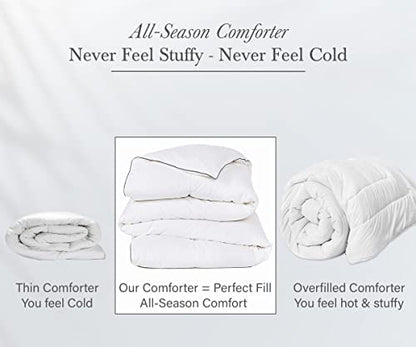  Luxury White Comforter King Size Duvet Insert, All-Season Soft Extra Fluffy Down Alternative King Comforter, Quilted, Corner Tabs