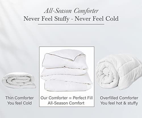  Luxury White Comforter King Size Duvet Insert, All-Season Soft Extra Fluffy Down Alternative King Comforter, Quilted, Corner Tabs