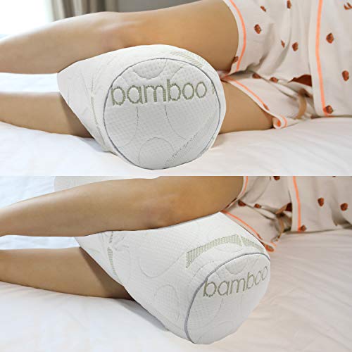  Kingnex 24x8 Bolster Roll Pillow For Back Or Side Sleeper Under Knee Between Legs Pillow Lower Back Pain Cylinder Pillow With Removable Bamboo Cover 24x8