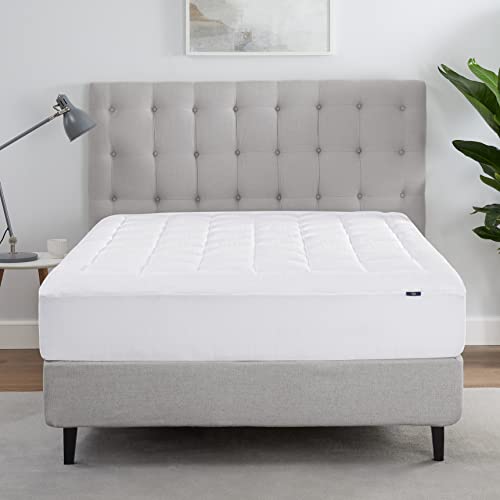  Serta ComfortSure Full Mattress Cover, Fitted Pillow Top Mattress Pad, Super Soft And Breathable Quilted Cotton Protector With 18" Elastic Deep Pockets For Secure Fit, White