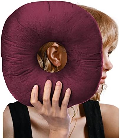  Hshbxd Ear Piercing Pillow, Donut Pillow For Ear Pain ＆CNH, Ear Pillow With Holes For Side Sleepers, Ear Inflammation Relief (Yellow)