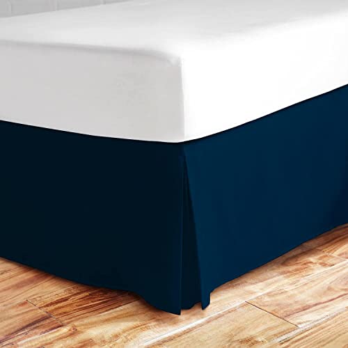   Ultra Soft Bed Skirt - Premium, Eco-friendly, Hypoallergenic, And Wrinkle Resistant Rayon Derived From Rayon Dust Ruffle with 15-inch Drop King / Navy