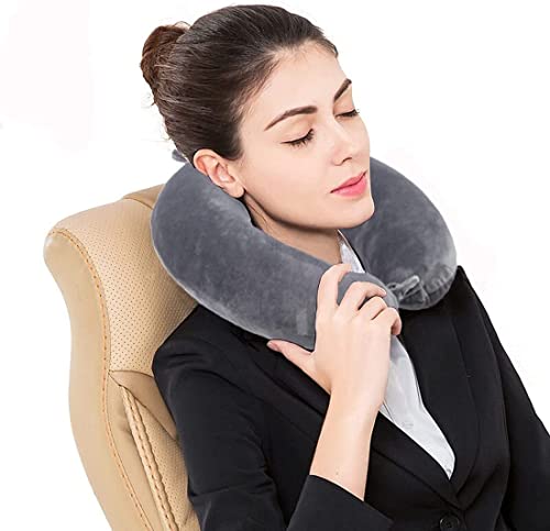  Cozy BoSpin Memory Foam Travel Pillow- Portable Neck Support Pillow On Flights, Car, And At Home, Comfortable Airplane Travel Pillow,Lightweight Quick Pack For Camping (Black)