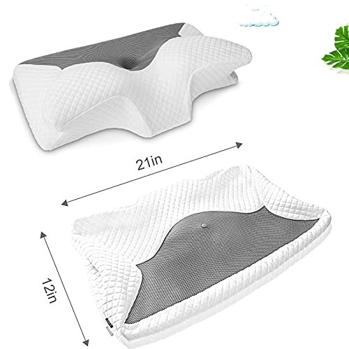  HOMCA Pillowcase For Memory Foam Cervical Pillow, Hypoallergenic Contour Pillow Case, 1Pack, Grey (Suitable For Pillow Model: PL01)