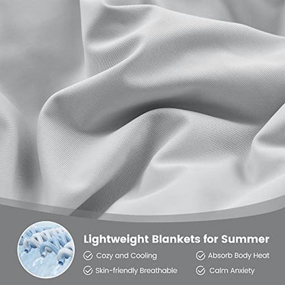  Dual-Sided Cooling Comforter Twin Size, Washable Lightweight Cooling Blanket Q-Max 0.4 Breathable Silk Smooth Grey Summer Comforter For Hot Sleepers And Night Sweats
