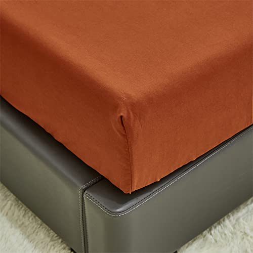 Solid Rust Bed Sheet Set Burnt Orange 4 Pieces Bedding Sheet Set 1 Fitted Sheet 1 Flat Sheet With 2 Pillowcases Queen Size Women Men Bed Caramel Sheet Sets