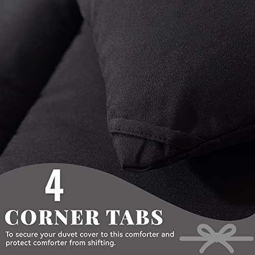  Cosybay Down Alternative Comforter (Black, Full) - All Season Soft Quilted Full Size Bed Comforter - Reversible Lightweight Duvet Insert With Corner Tabs - Winter Summer Warm Fluffy, 82x86 Inches