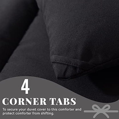  Cosybay Down Alternative Comforter (Black, Full) - All Season Soft Quilted Full Size Bed Comforter - Reversible Lightweight Duvet Insert With Corner Tabs - Winter Summer Warm Fluffy, 82x86 Inches