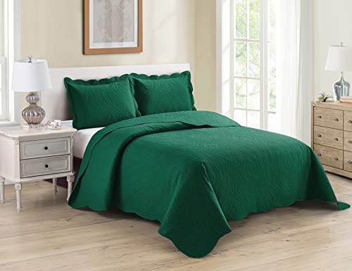  3pc Full/Queen Over Size Luxury Embossed Bedspread Set Light Weight Solid White New