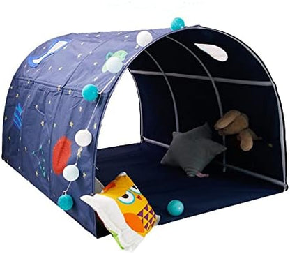  Children's Cabin Bed Tunnel Tent For 90-100cm In Width Loft Bed Bunk Tent,Fabric, Blue, Single