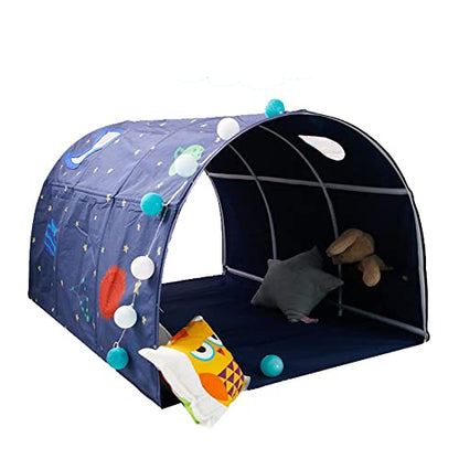  Children's Cabin Bed Tunnel Tent For 90-100cm In Width Loft Bed Bunk Tent,Fabric, Blue, Single