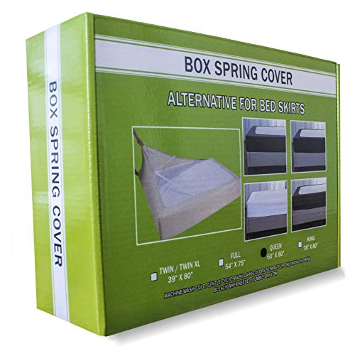  Box Spring Cover - Snug 4 Way Elastic Wrap Around Jersey Knit Alternative For Bed Skirt, Ultra Soft, Wrinkle Free, Queen, Gray