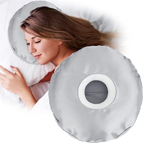  D. Cozy Ear Piercing Pillow For Side Sleepers CHN Pillow With Hole For Ear Pain Inflammation Pressure Sores Side Sleeping O-Shaped Donut Guard With Removable Cover Silk Gray