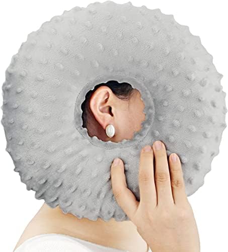  HapiPoppy Detachable Piercing Pillow With Silk Pillowcase, Easy To Clean Ear Pillow With Hole For Side Sleepers, Ear Pain, Head, Cnh, Pressure Sore | Washable Donut Smooth Guard Pillows Champagne