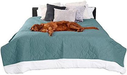  Furhaven Small/Twin Size Waterproof & Non Slip Quilted Twill Mattress Furniture Protector Cover, Washable - Nile Blue, Small/Twin Size