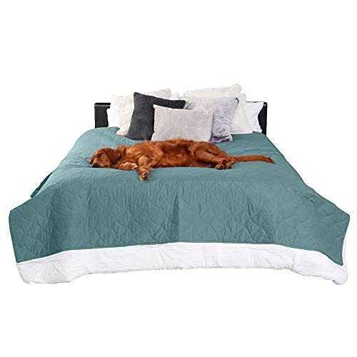  Furhaven Small/Twin Size Waterproof & Non Slip Quilted Twill Mattress Furniture Protector Cover, Washable - Nile Blue, Small/Twin Size
