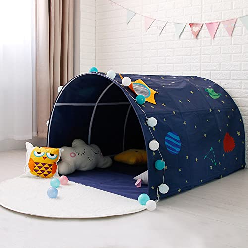  Children's Cabin Bed Tunnel Tent For 90-100cm In Width Loft Bed Bunk Tent,Fabric, Blue, Single