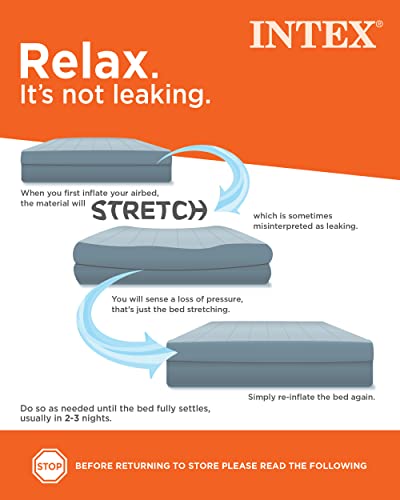 Intex NTEX 64761E Dura-Beam Standard Downy Air Mattress: Fiber-Tech – Twin Size – Built-in Foot Pump – 10in Bed Height – 300lb Weight Capacity