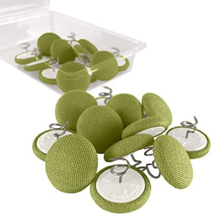  Upholstery Tacks - 20 Colors Available - Fabric Covered Button Twist Pins - For Slipcovers, Armrest Covers, Armchair Caddies, Bed Skirts, Headliners (Set Of 12, Dark Grey)