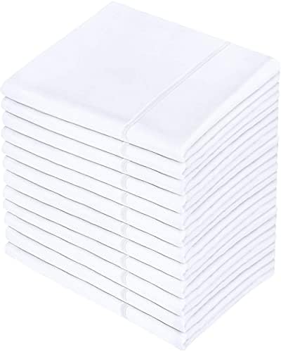  Queen Pillowcases - 12 Pack - Bulk Pillowcase Set - Envelope Closure - Soft Brushed Microfiber Fabric - Shrinkage And Fade Resistant Pillow Covers 20 X 30 Inches (Queen, White)