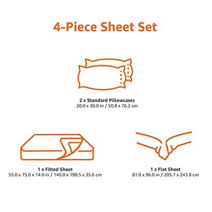  Amazon Basics Soft Microfiber 4 Piece Sheet Set With Elastic Pockets, Full, Black Grid, Geometric