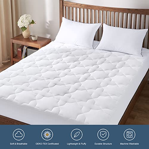  Cozylux Twin XL Cotton Mattress Pad Deep Pocket Quilted Mattress Cover Extra Long For College Dorm PillowTop Mattress Protector Up To 20", Fitted Sheet Mattress Cover, 39x80 Inches, White