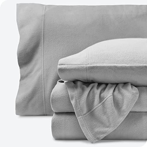  Bare Home Super Soft Fleece Sheet Set - Twin Extra Long Size - Extra Plush Polar Fleece, No-Pilling Bed Sheets - All Season Cozy Warmth (Twin XL, Grey)