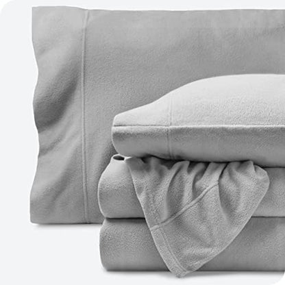 Bare Home Super Soft Fleece Sheet Set - Twin Extra Long Size - Extra Plush Polar Fleece, No-Pilling Bed Sheets - All Season Cozy Warmth (Twin XL, Grey)