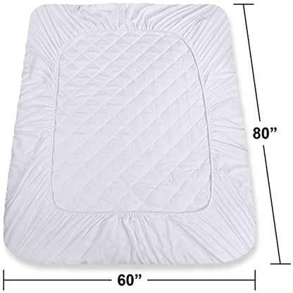  Quilted Fitted Mattress Pad (Queen) - Elastic Fitted Mattress Protector - Mattress Cover Stretches Up To 16 Inches Deep - Machine Washable Mattress Topper