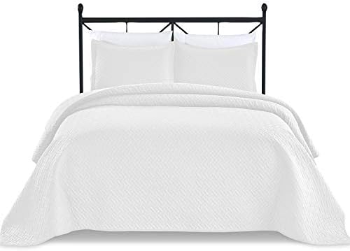  Basic Choice 3-Piece Light Weight Oversize Quilted Bedspread Coverlet Set - Black, King / California King