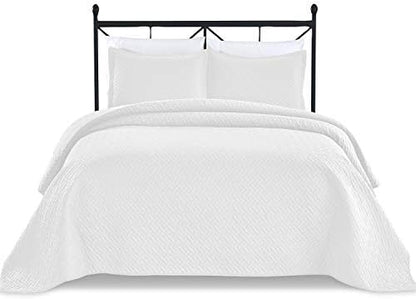  Basic Choice 3-Piece Light Weight Oversize Quilted Bedspread Coverlet Set - Black, King / California King