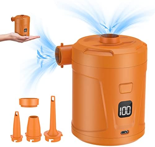  Electric Air Pump For Inflatables, 5200mAh Air Mattress Pump Portable With 4 Nozzles & LED Display Screen, Inflator/Deflator Pumps For Pool, Camping, Inflatable Cushions, Boats, Swimming Ring