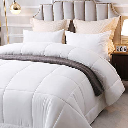  Shatex White King Comforter All Season Bedding Buffy Comforters - King Size Down Comforter Ultra Soft - White Comforter Bedding Duvets & Down Comforters