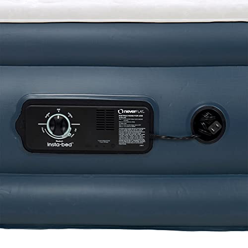  Insta-Bed 19 Inch Raised Height Queen Inflatable Air Bed Mattress With Built In NeverFlat AC Air Pump For Varying Firmness Settings With Carrying Bag