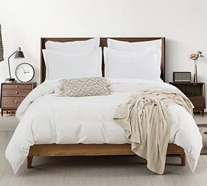 Duvet Cover Set (Cal. King 104"X96" Cover + 2 Pillowcases), Charcoal Washed Cotton Bedding, Zipper Closure